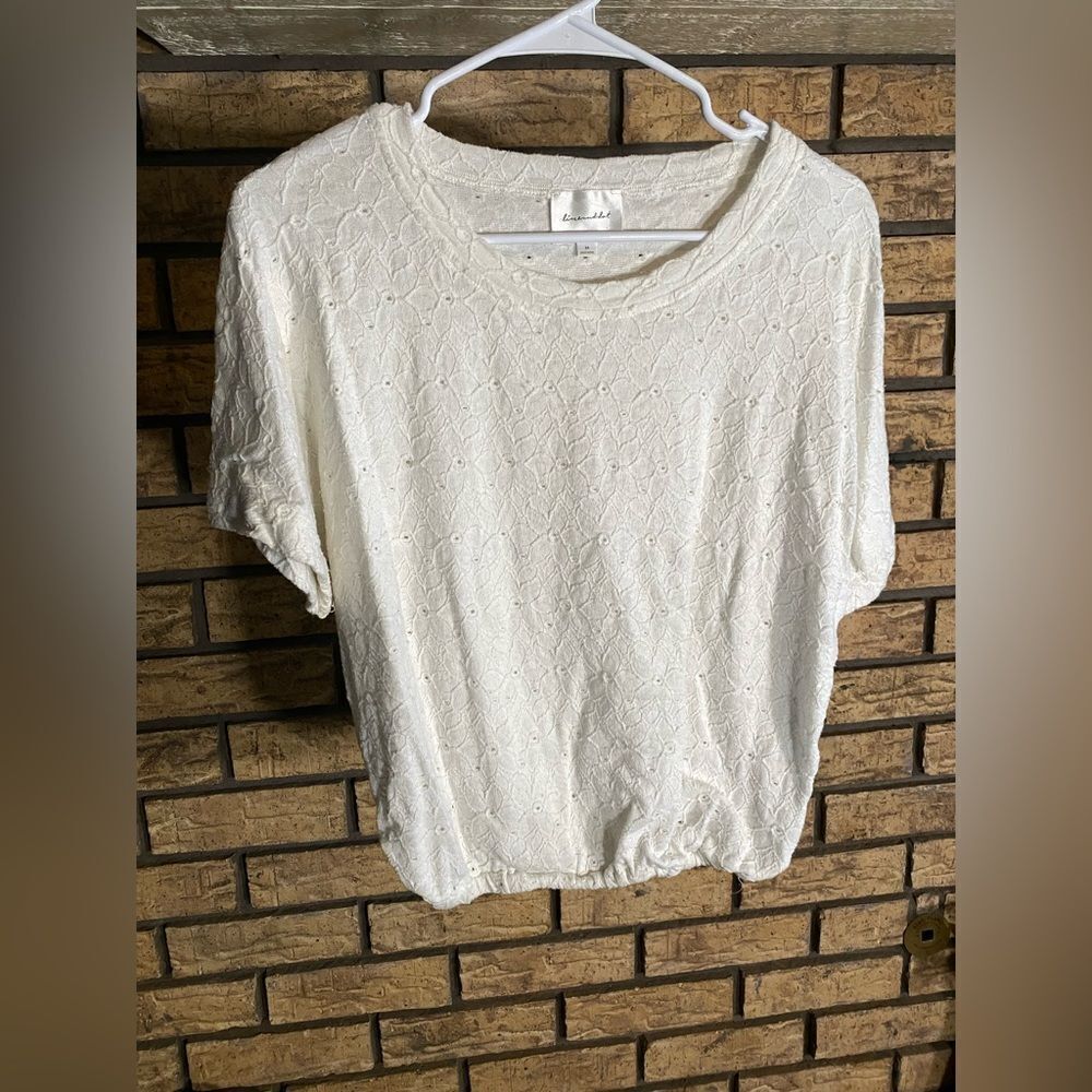 Line and‎ dot eyelet blouse